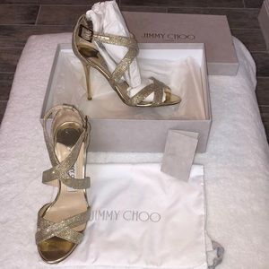 Beautiful gold thread, strapped heels - Jimmy Choo